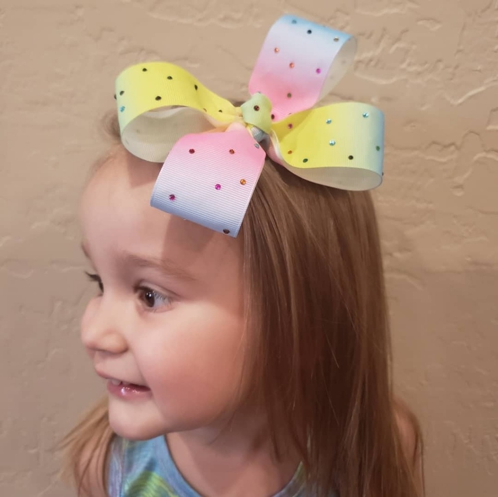 Rainbow Rhinestone custom bow